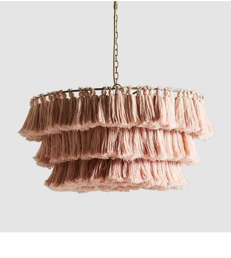 Nordic Pink Tassels Chandelier, Wall Lamp