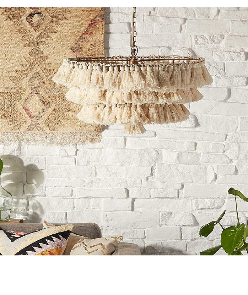 Nordic Pink Tassels Chandelier, Wall Lamp