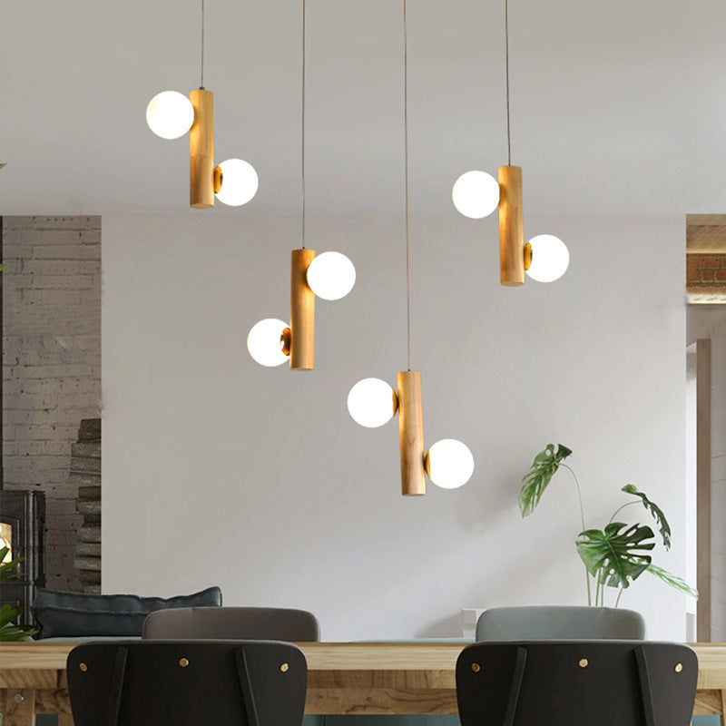 Nordic Cute Wood Glass Pendant Lights