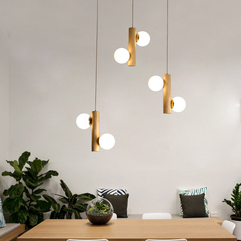 Nordic Cute Wood Glass Pendant Lights