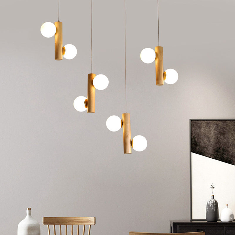 Nordic Cute Wood Glass Pendant Lights