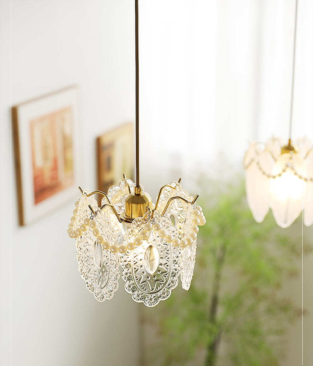 Elegant Floral Glass Pendant Light