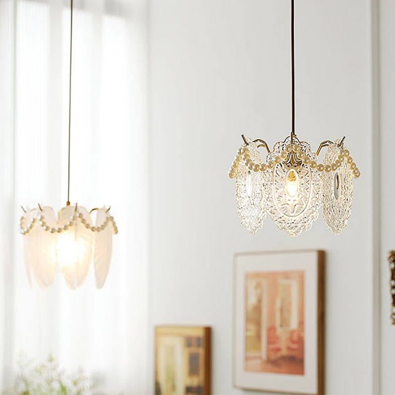 Elegant Floral Glass Pendant Light