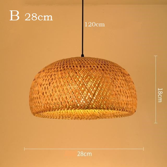 Japanische Vintage Bambus Rattan Pendelleuchte