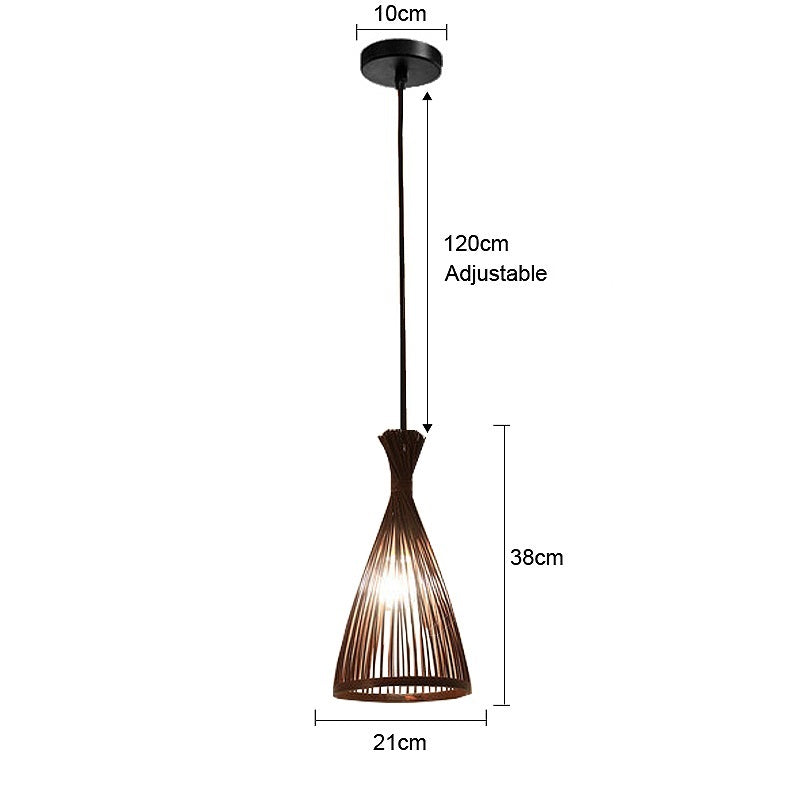 Japanese Bamboo Cone Rattan Pendant Light