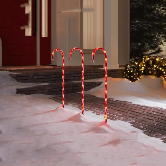 Luces LED navideñas con forma de bastón de caramelo alimentadas por energía solar o USB