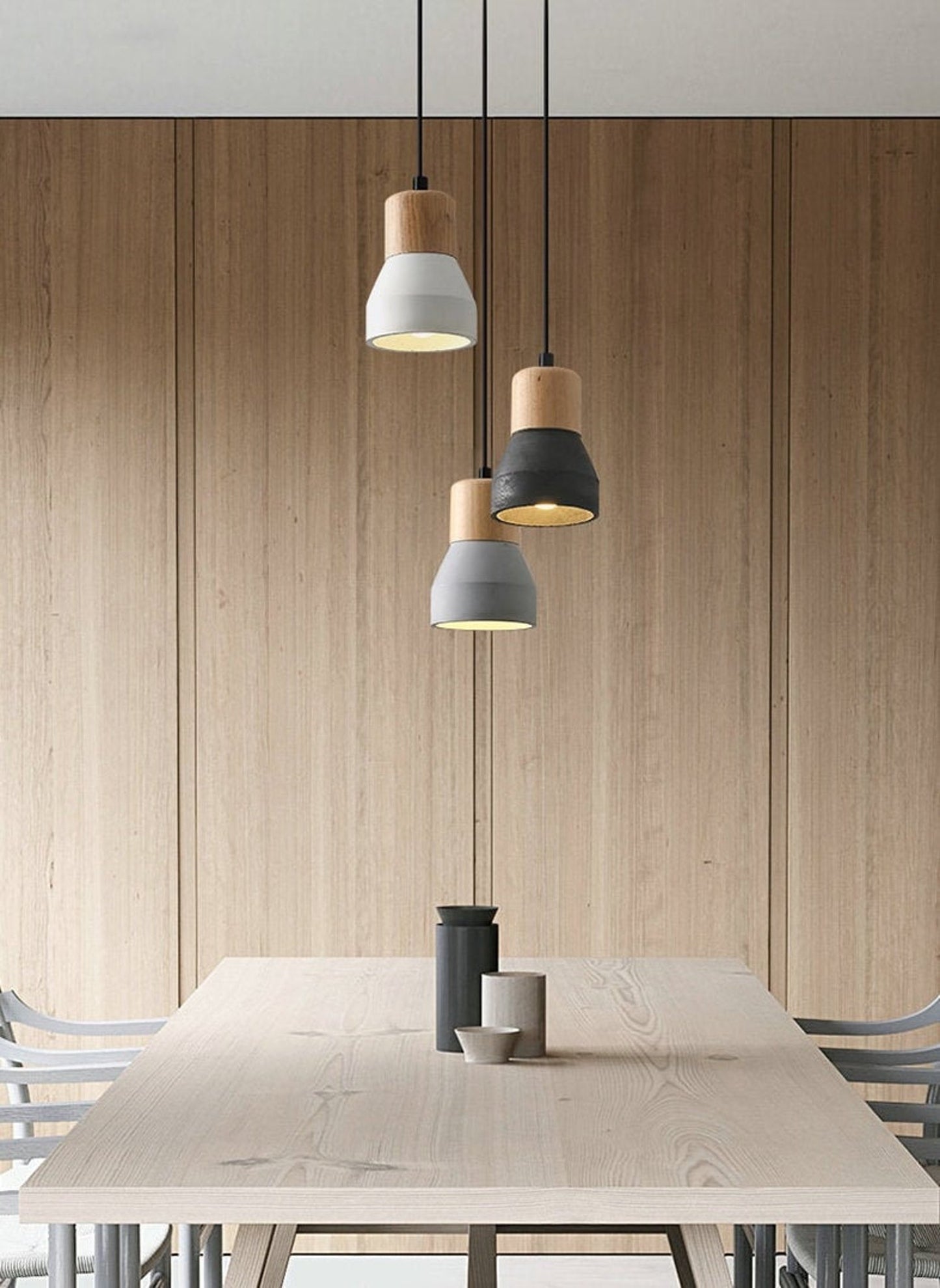 Nessa Wood Concrete Multicolored Pendant Light