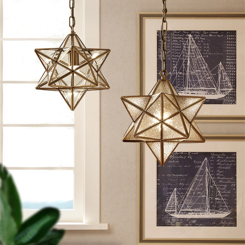 Copper Star Glass Chandelier