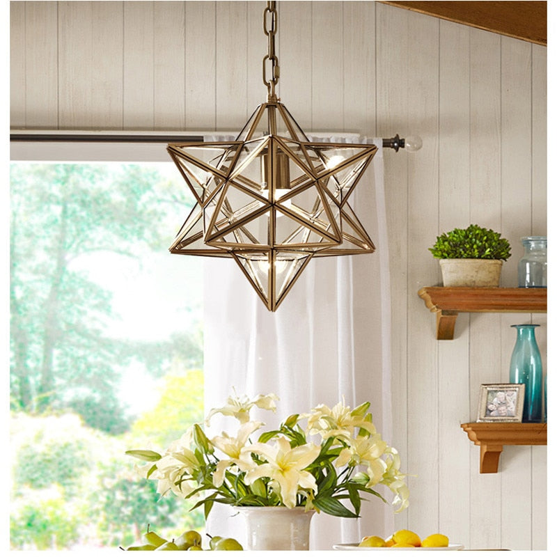 Copper Star Glass Chandelier