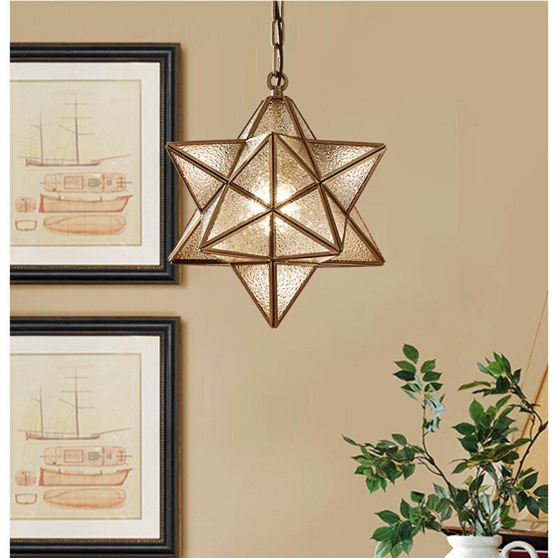 Copper Star Glass Chandelier