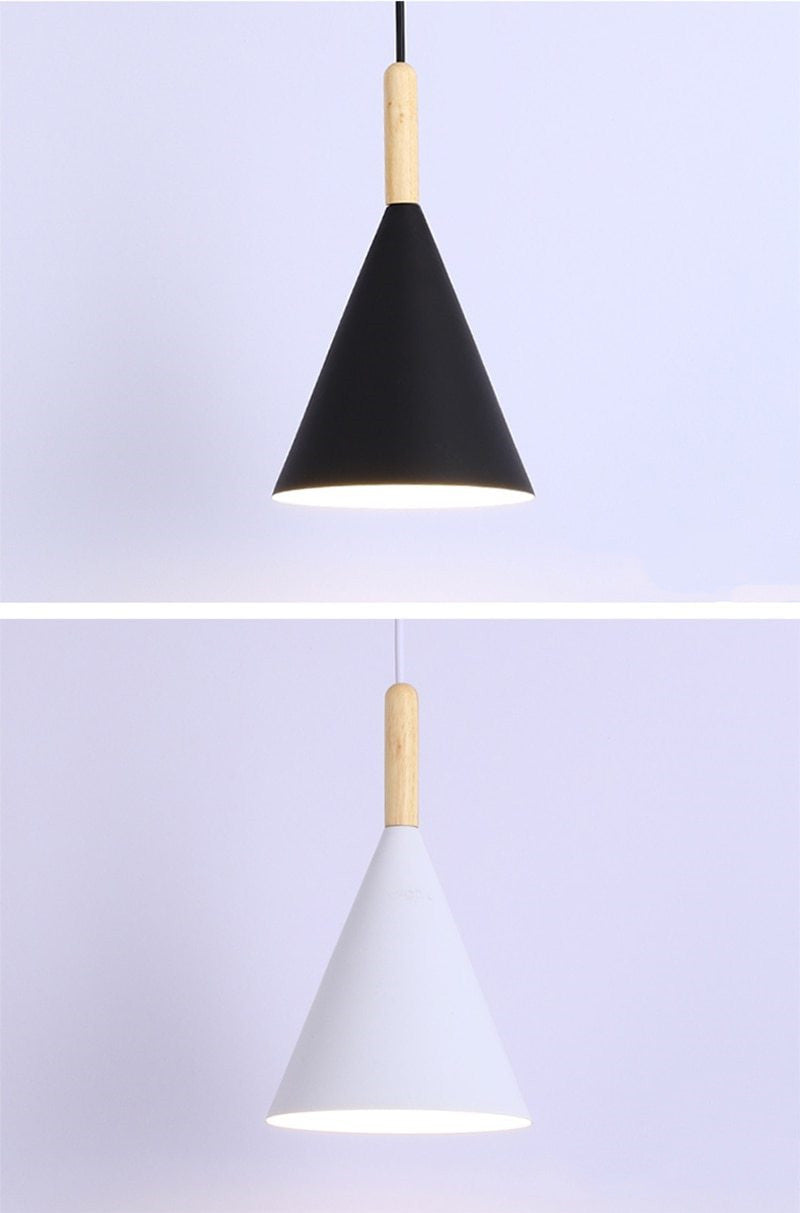 Modern Macaron Wood Metal Pendant Light