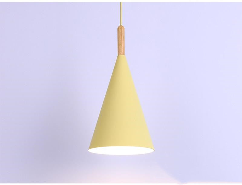 Modern Macaron Wood Metal Pendant Light