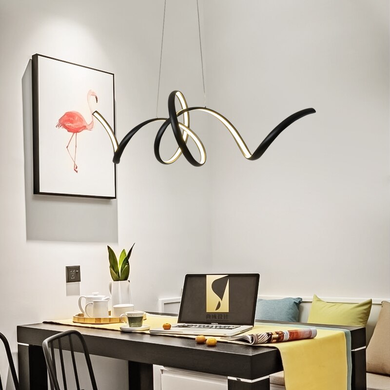 Curved LED Black Aluminum Pendant Light