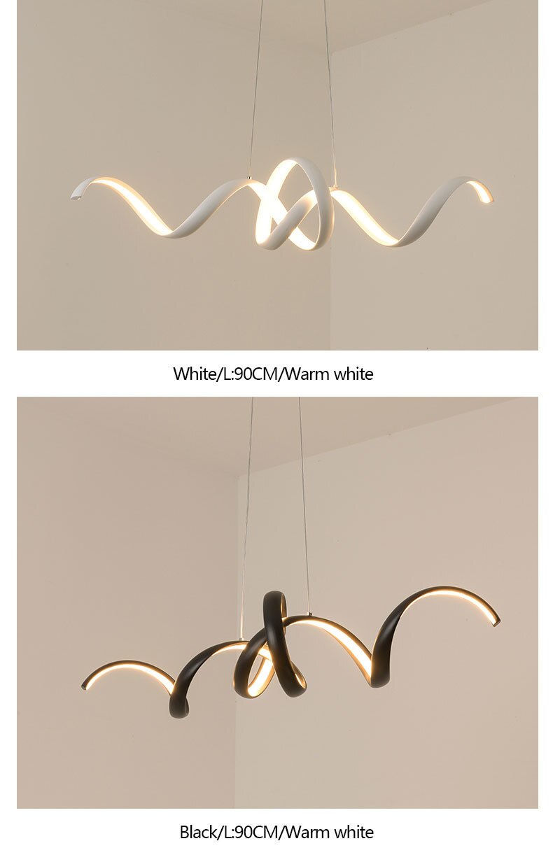 Curved LED Black Aluminum Pendant Light