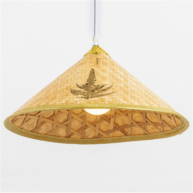 Retro Fisherman's Cap Farmhouse Rattan Pendant Light