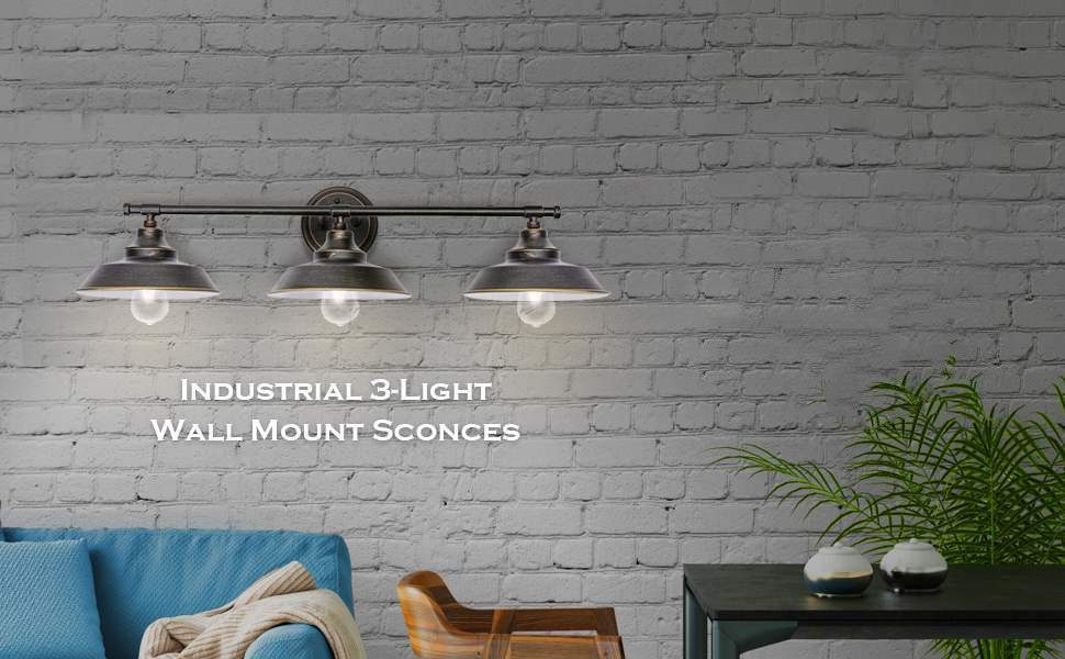 Rustic Modern Vanity Light (x3 Light)