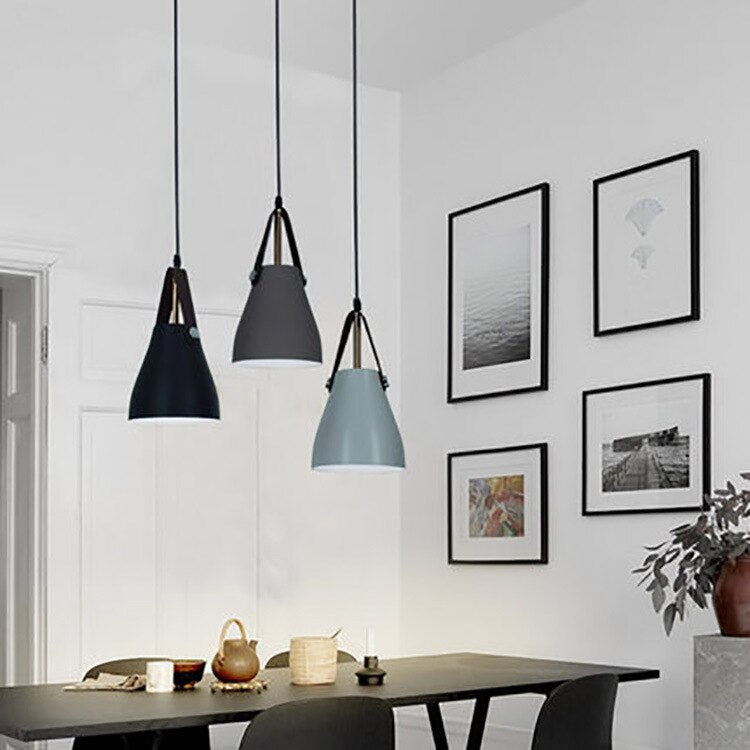 Leather Strap Bell Modern Pendant Light