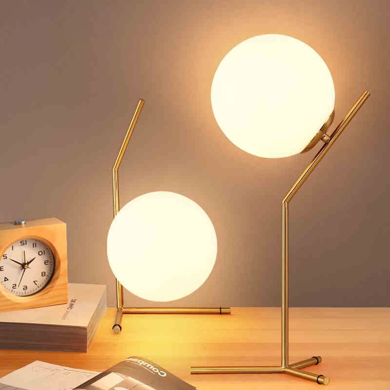 Sloped Globe Glass Table Lamp