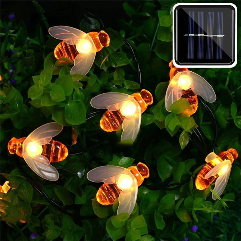 New Solar Happy Bee String LED Lights, 10M 50 LEDs