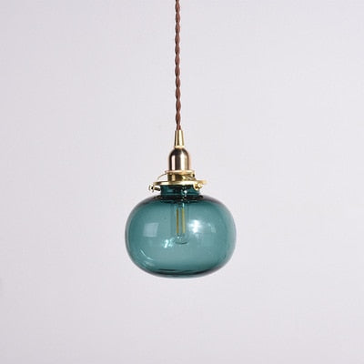 Retro Bubble Glas Pendelleuchte Blau Grün