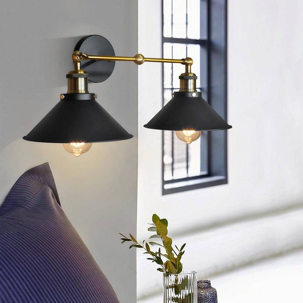 Schwarze Schminklampe im Vintage-Stil (x2 Lampen)