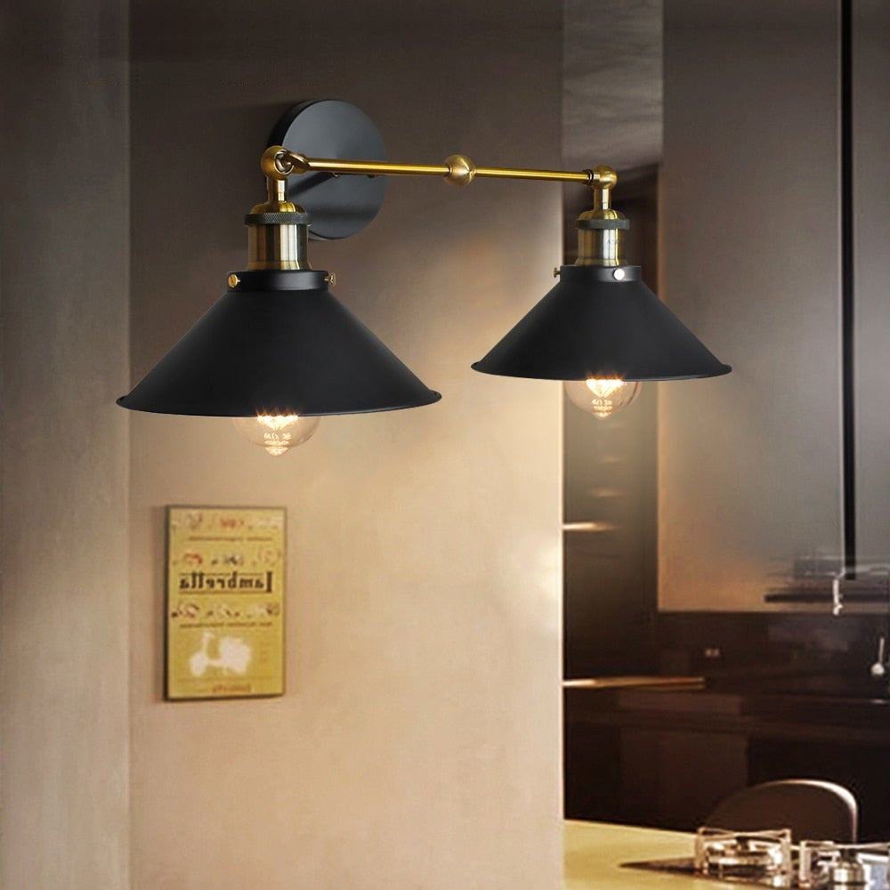 Schwarze Schminklampe im Vintage-Stil (x2 Lampen)