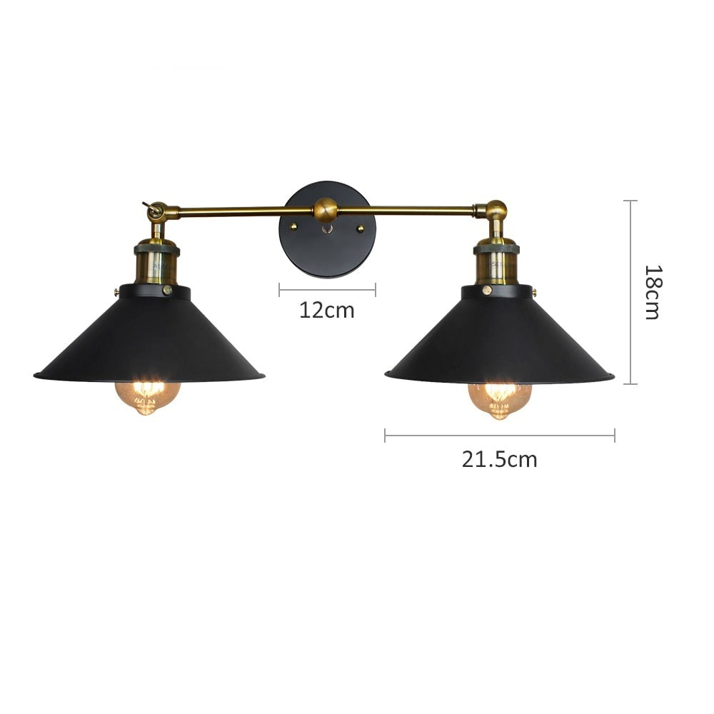 Schwarze Schminklampe im Vintage-Stil (x2 Lampen)