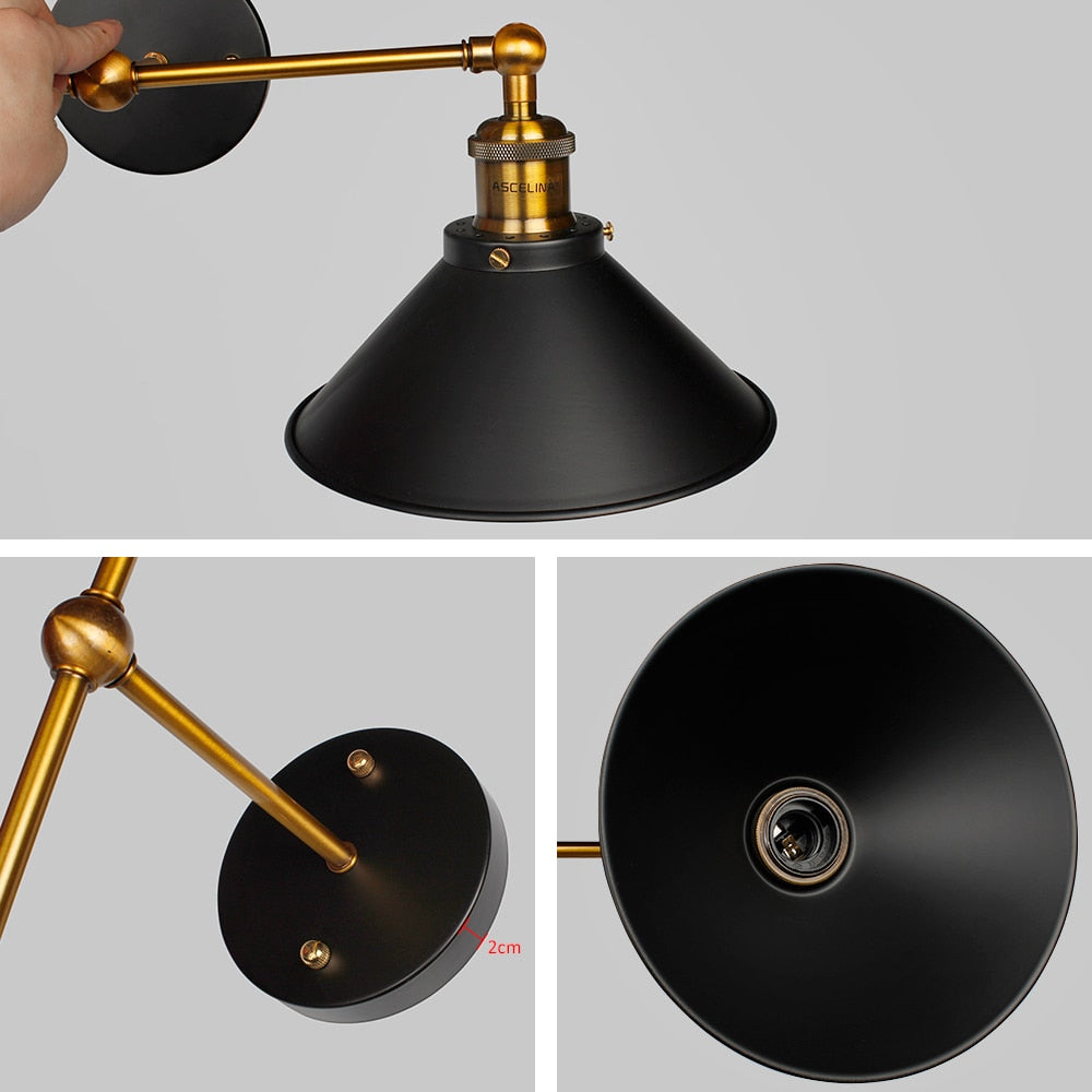 Schwarze Schminklampe im Vintage-Stil (x2 Lampen)