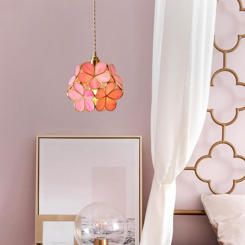 Glass Petal Brass Pendant Light