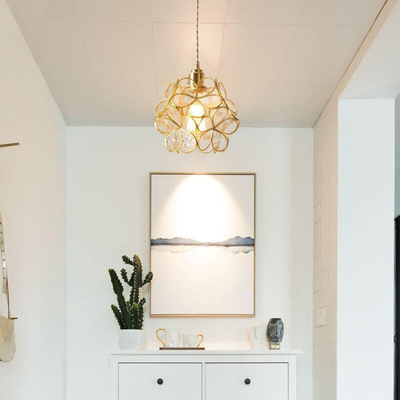 Glass Petal Brass Pendant Light