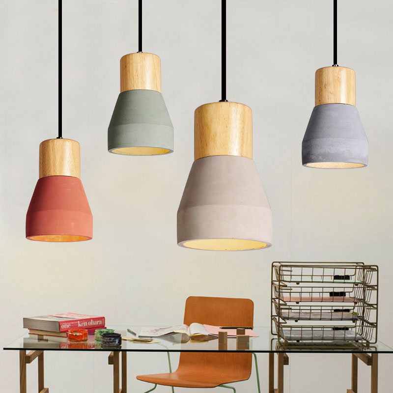 Nessa Wood Concrete Multicolored Pendant Light