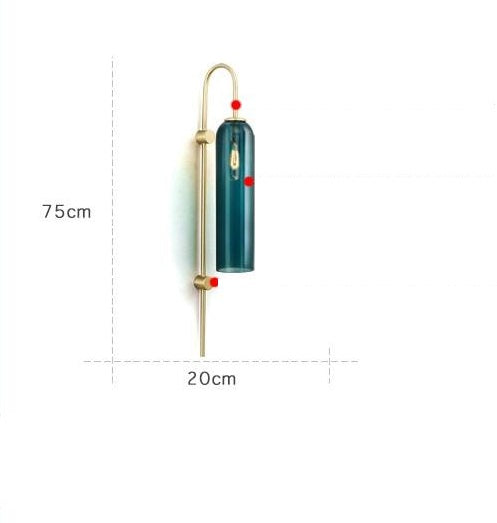 Modern Teal Cylinder Glass Wall Lamp