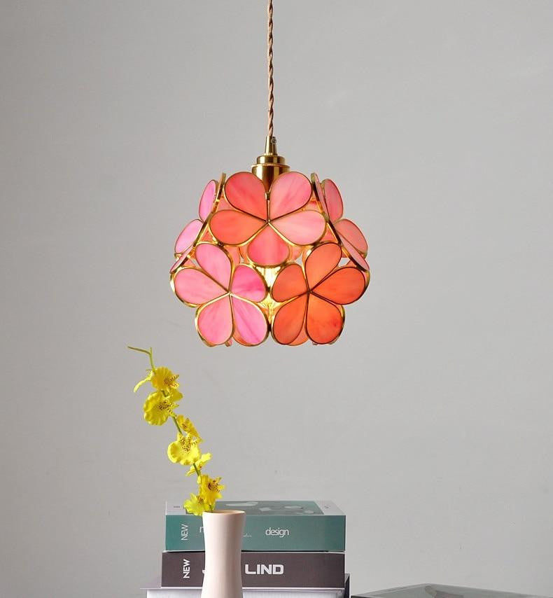 Glass Petal Brass Pendant Light