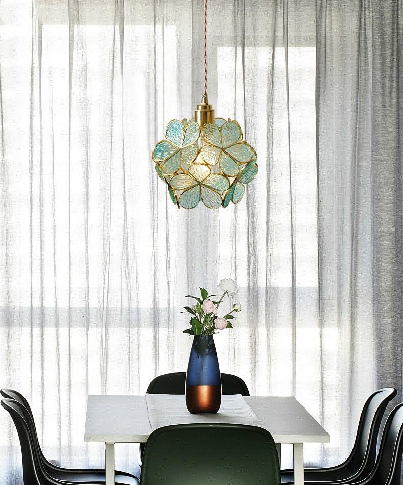 Glass Petal Brass Pendant Light