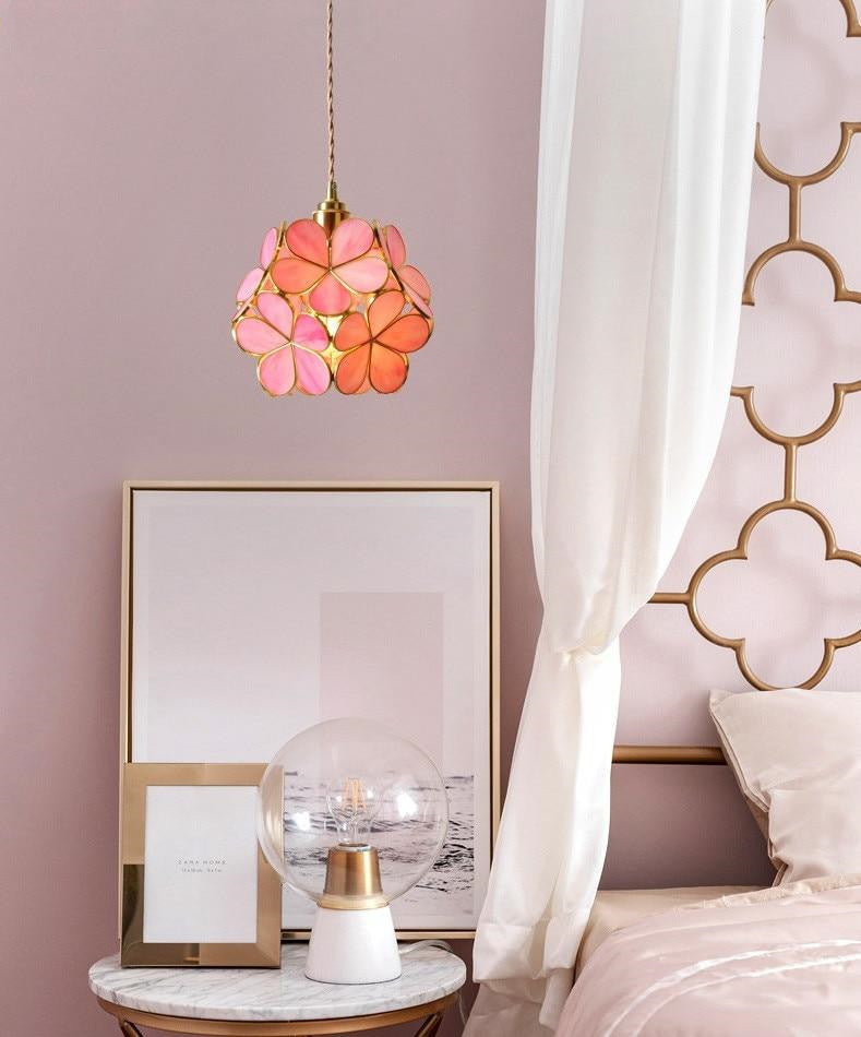 Glass Petal Brass Pendant Light