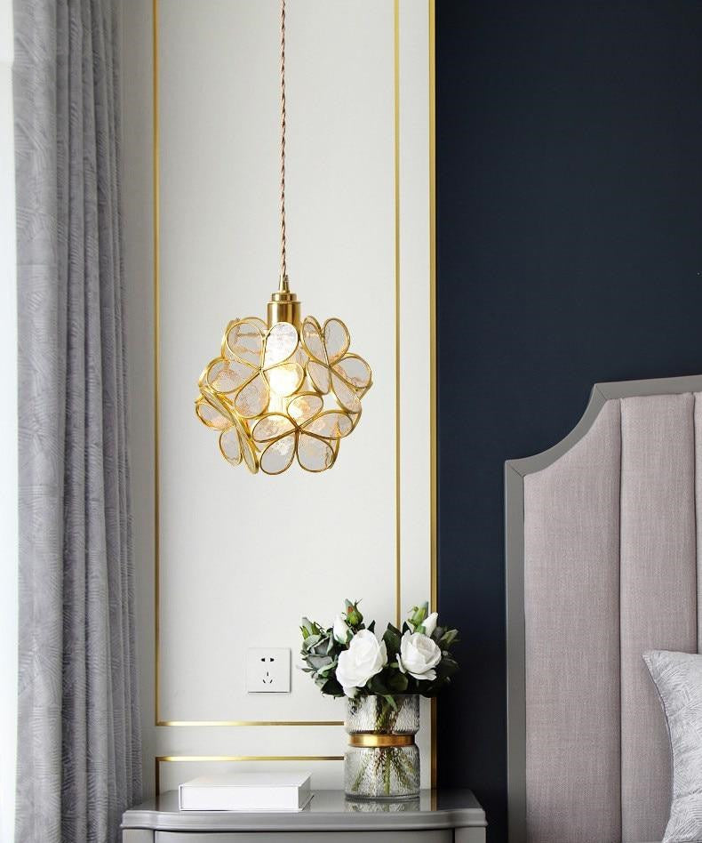 Glass Petal Brass Pendant Light