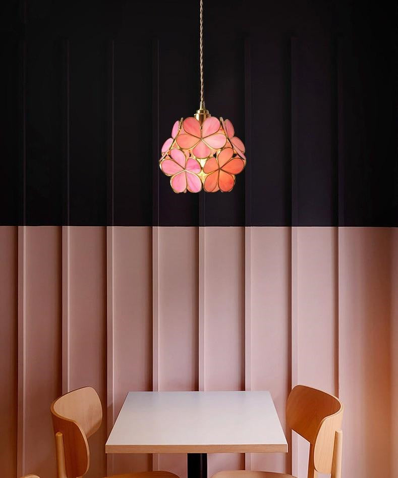 Glass Petal Brass Pendant Light