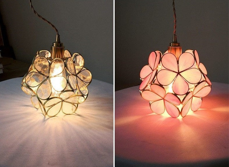 Glass Petal Brass Pendant Light