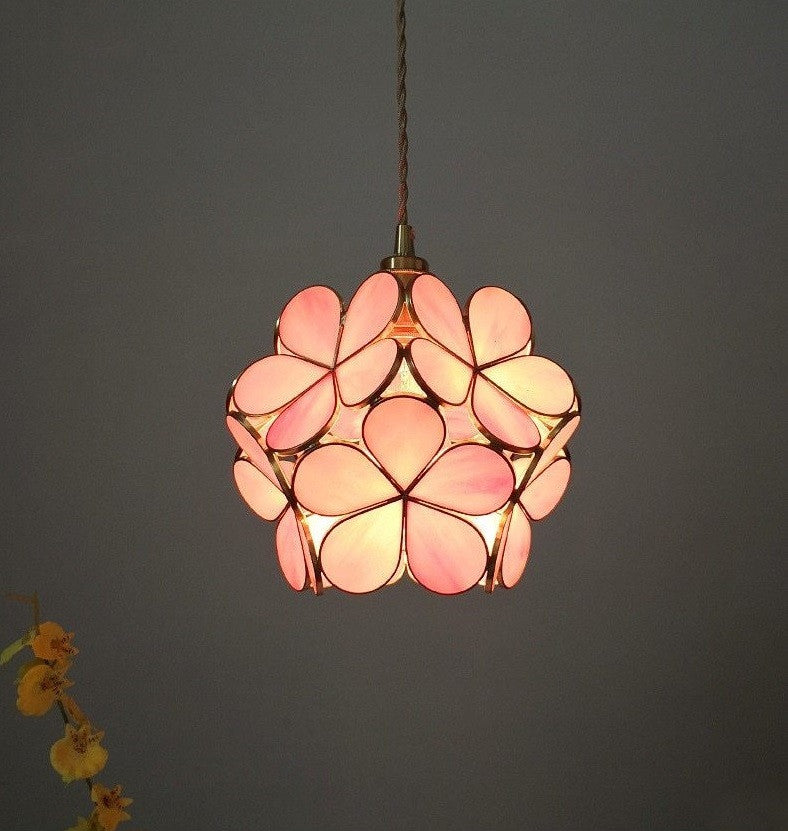 Glass Petal Brass Pendant Light