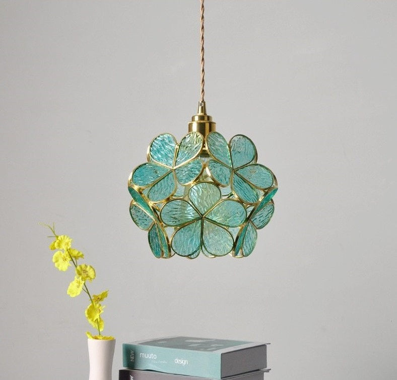 Glass Petal Brass Pendant Light