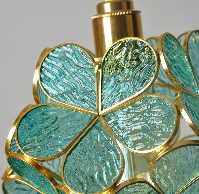 Glass Petal Pendant Light with Brass