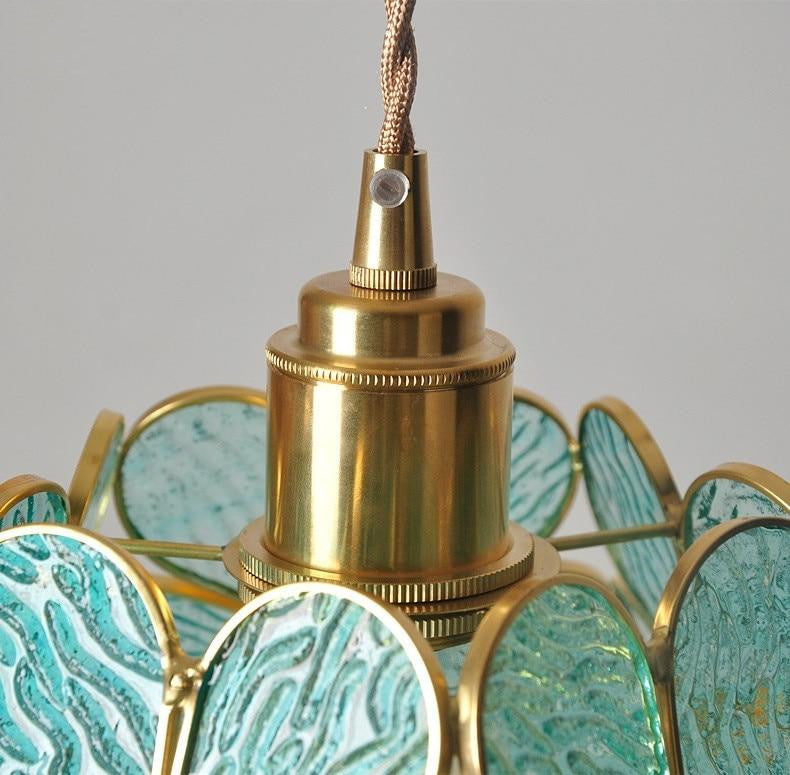 Glass Petal Brass Pendant Light