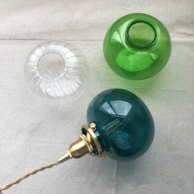 Retro Bubble Glas Pendelleuchte Blau Grün