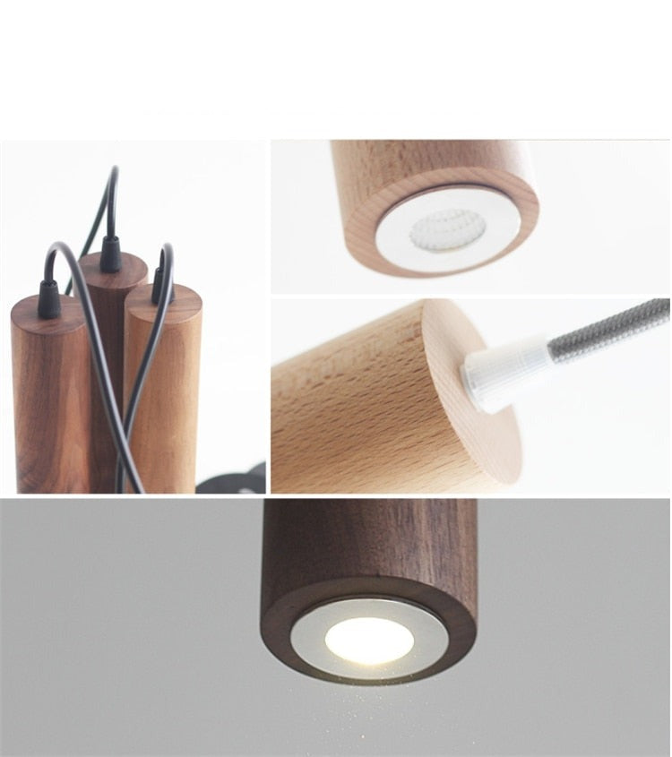 Nordic Black Walnut Wood Pendant Light