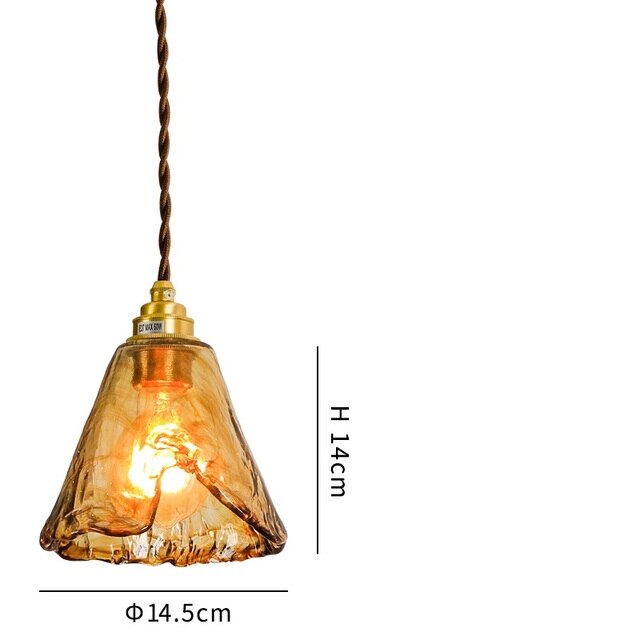 Lámpara colgante de cristal con forma de cúpula de champán retro