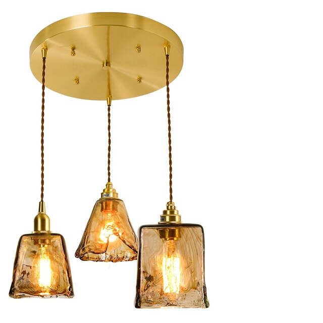 Retro Champagne Dome Glass Pendant Light