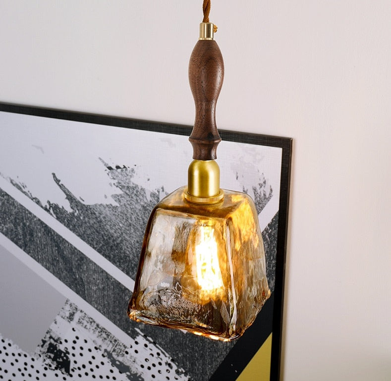 Retro Champagne Dome Glass Pendant Light