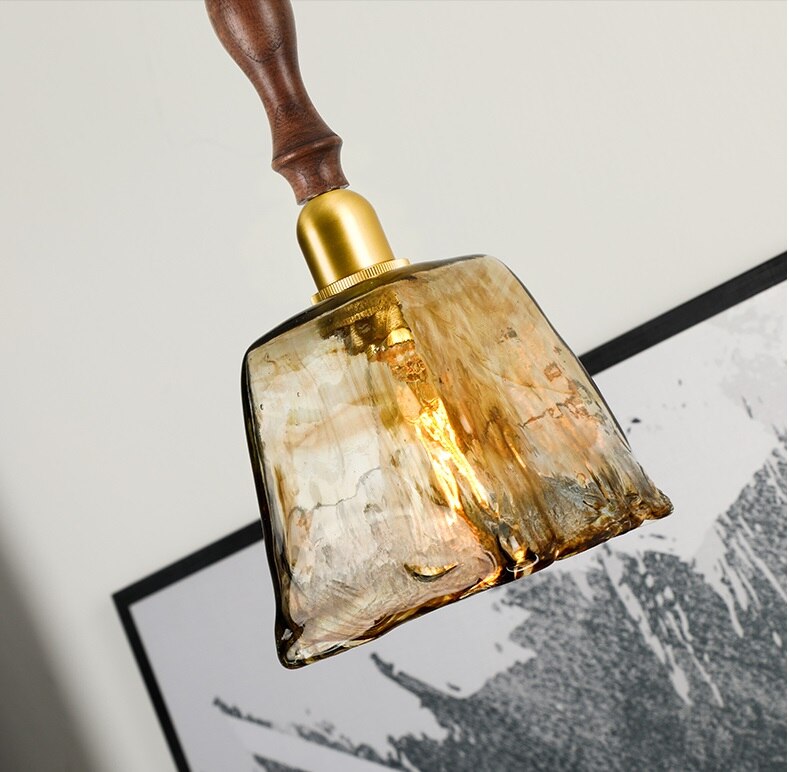 Retro Champagne Dome Glass Pendant Light