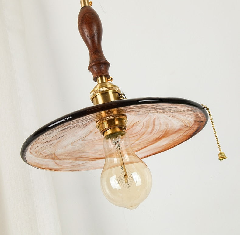 Retro Champagne Dome Glass Pendant Light