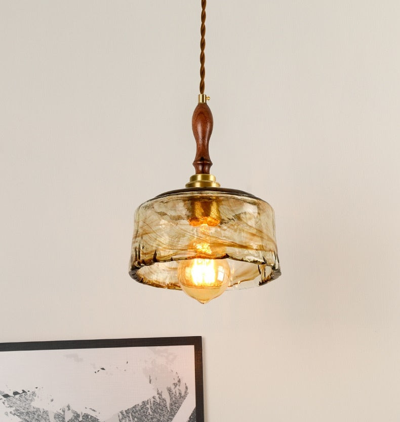 Retro Champagne Dome Glass Pendant Light